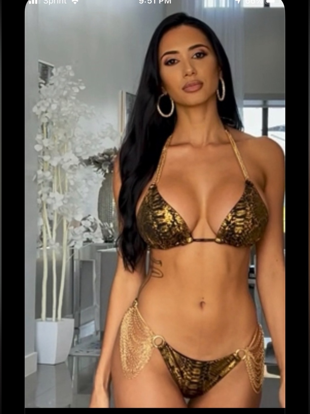 BIKINI CRUSH Holographic Snake-Print Chain Bikini (RARE)